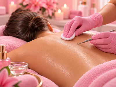 A serene spa setting showcasing the rejuvenating Back Facial treatment for clear, healthy skin.