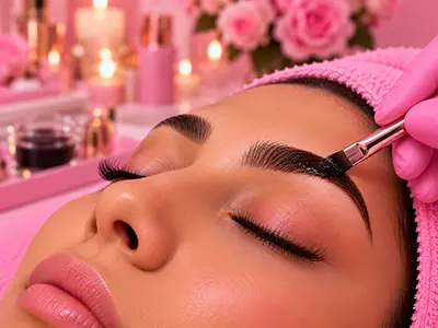 Beautifully tinted eyebrows showcasing the Brow Henna Tint service, highlighting natural and polished appearance.