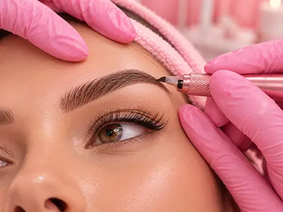 Natural-looking microblading service showcasing beautifully shaped eyebrows.