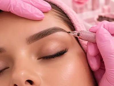 Microshading service showcasing soft, filled-in brows with a natural appearance.