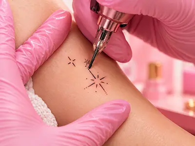 A delicate tiny tattoo showcasing fine lines and elegant details on skin.